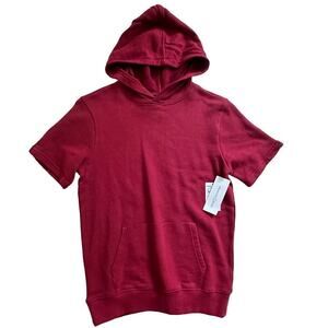 NWT Treasure & Bond Short Sleeve Hoodie Red Rhubarb Kids Large